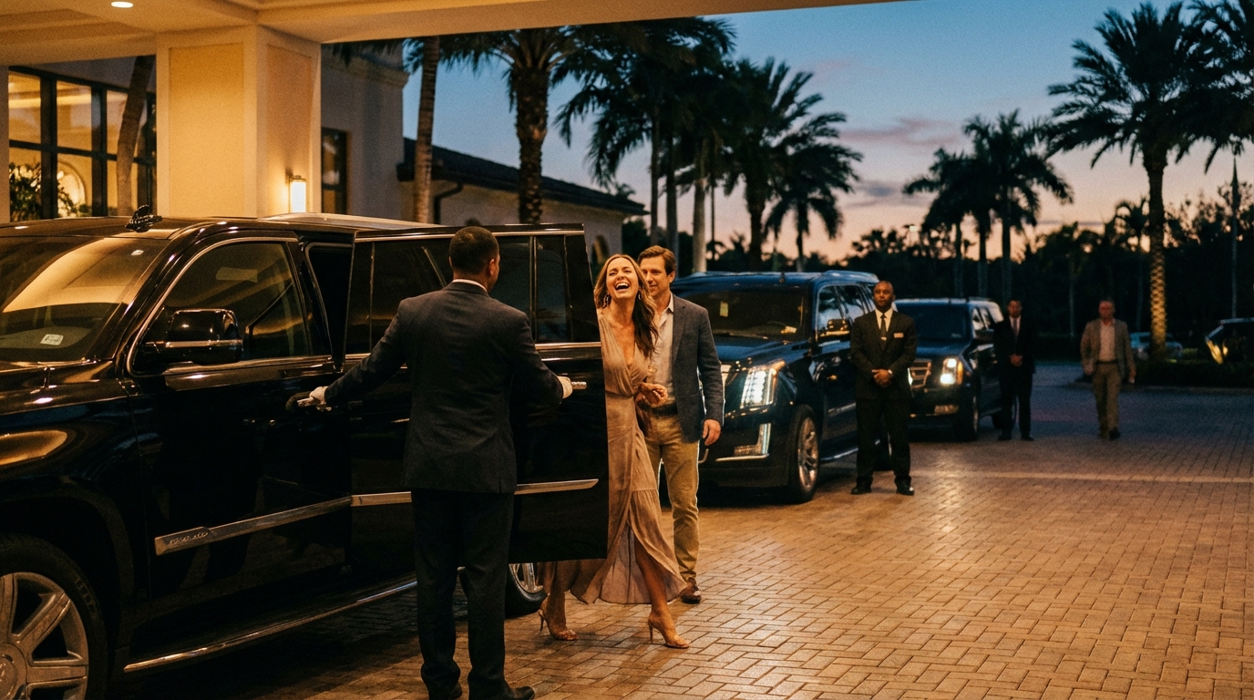 Professional Jeevz drivers coordinating transportation at a major event venue