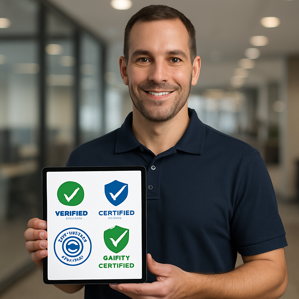 Professional Jeevz driver showing safety credentials and verification